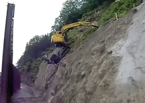 climbing hills with an excavator